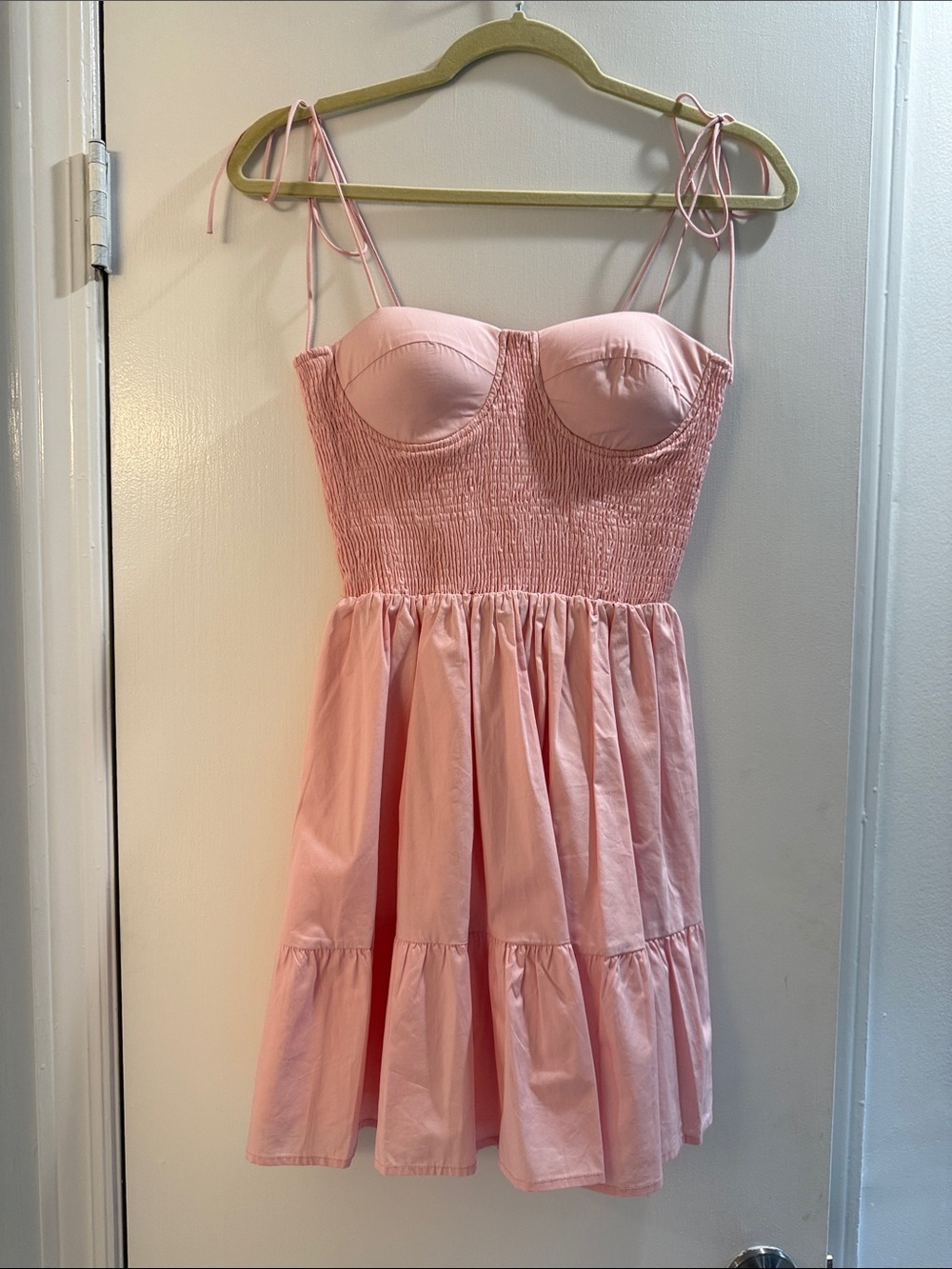 AUREUM Blush Pink Smocked Bust Tie-Strap Dress